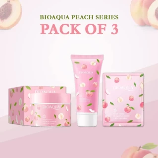 Pack Of 3 Bioaqua Peach Glowing Skin Care Set