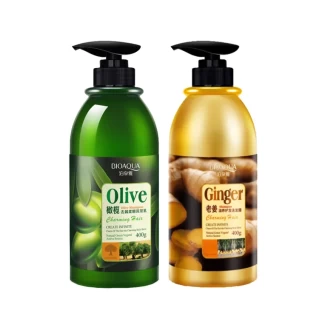 BIOAQUA 2Pcs Olive & Ginger Shampoo Control Improves Scalp Treatment Hair Care 400g