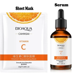 BIOAQUA Vitamin C Sheet Mask & Serum Moisturizing 2pc Pack