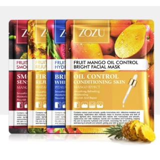 ZOZU 4 Pcs Fruit Sheet Mask Skin Care Korean Facial Anti-Aging Oil-Control (4 Mask)