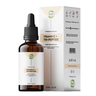 Vitamin C + Tri-Peptide Brightening Serum Hydrating Illuminating Face Serum with Peptides Reduce Fine Lines and Wrinkles, Even Skin Tone, Improve Texture