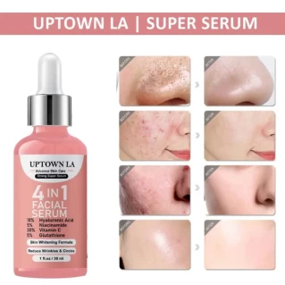 4IN1 Super Skin Glowing Serum | 5% Niacinamide, 30% Vitamin C 10%, Vitamin E 10% & HA | 30 ml