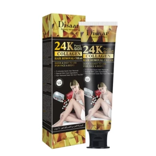 24k Gold Collagen Hair Removal Cream, Gentle Hair Reducing Painless Depilatory for Underarm Cream (100ml)